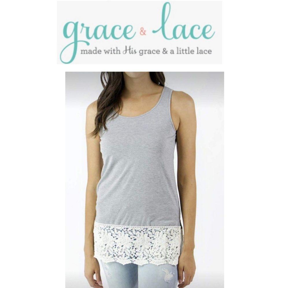 Grace & Lace Tank Extender in Heather Grey-2XL